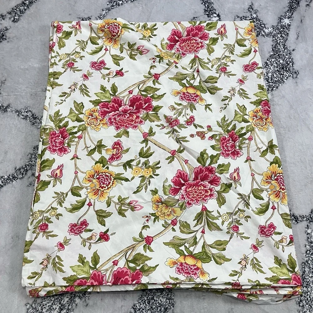 Pottery Barn Twin Duvet Cover Set Pink Floral Cottage Garden 100% Cotton